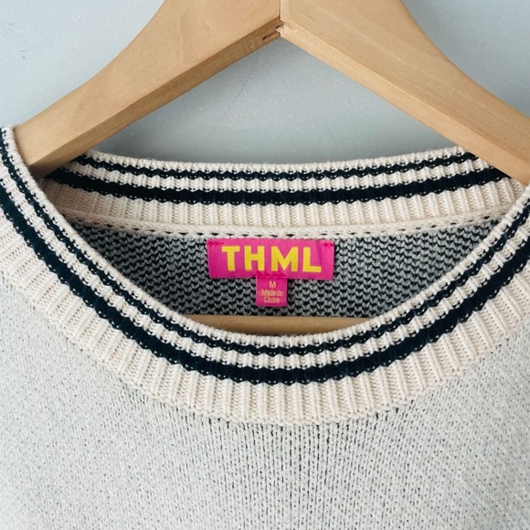 THML Anthropologie Ivory and Black Floral Sweater - Picture 3 of 6